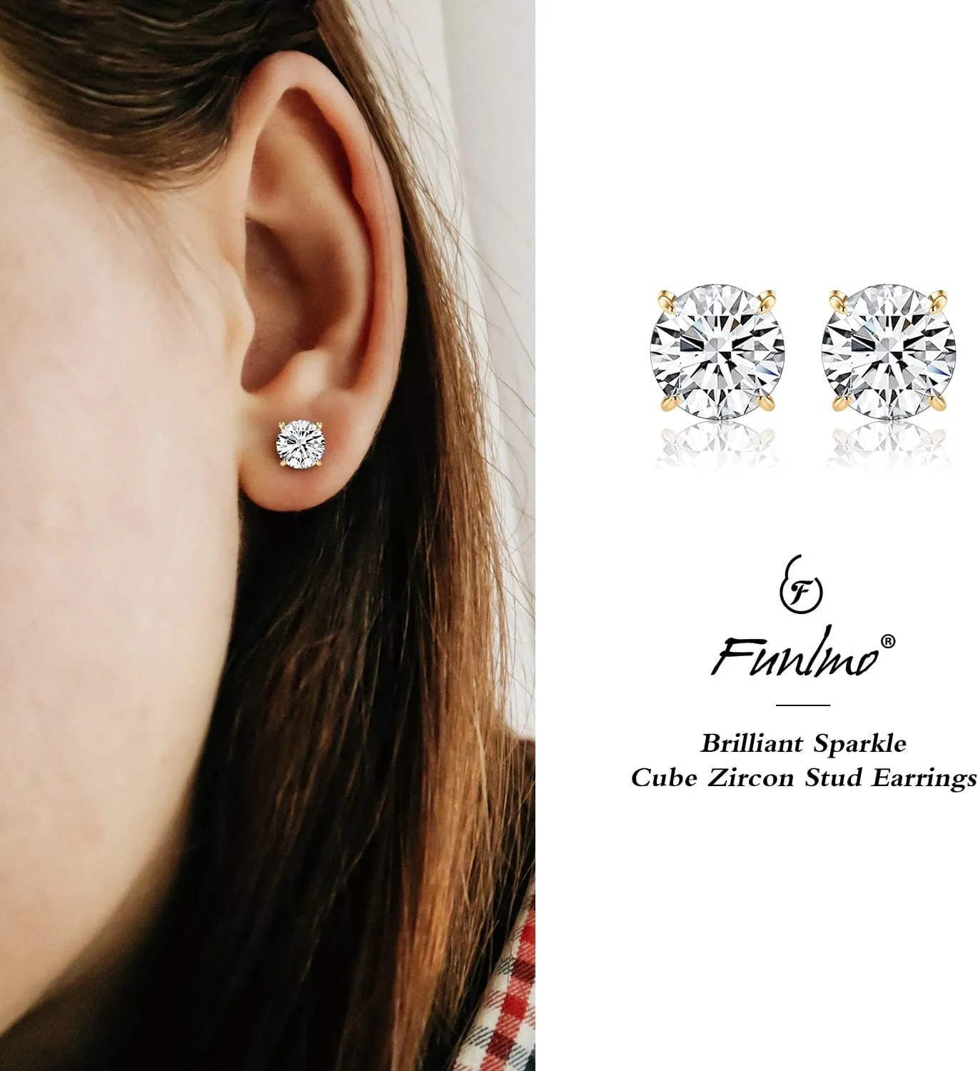 1 Pair Implant Grade Titanium Stud Earrings Set Hypoallergenic 3-6mm Cubic Zirconia Earrings for Women Girls for Men for Sensitive Ear