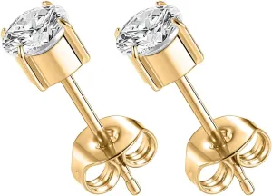 1 Pair Implant Grade Titanium Stud Earrings Set Hypoallergenic 3-6mm Cubic Zirconia Earrings for Women Girls for Men for Sensitive Ear