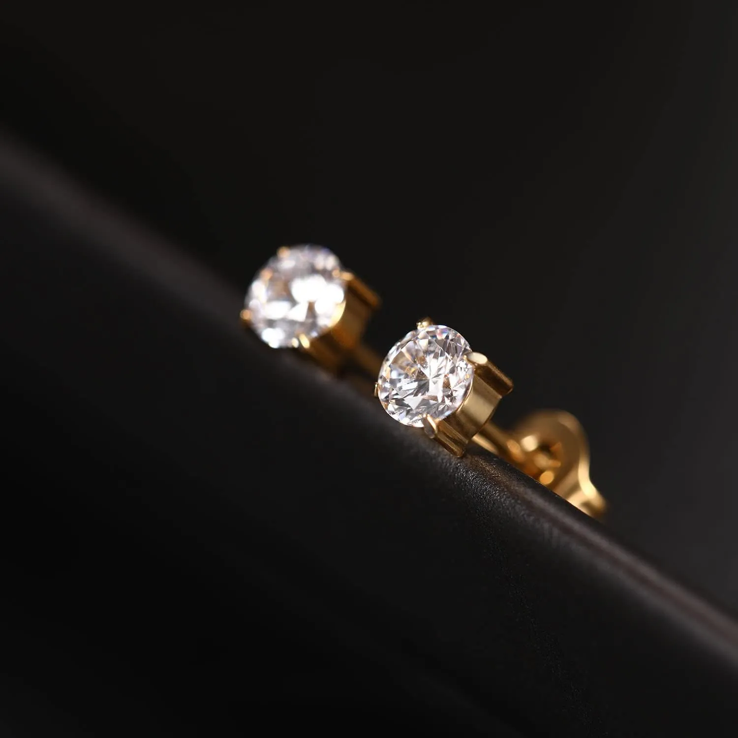 1 Pair Implant Grade Titanium Stud Earrings Set Hypoallergenic 3-6mm Cubic Zirconia Earrings for Women Girls for Men for Sensitive Ear