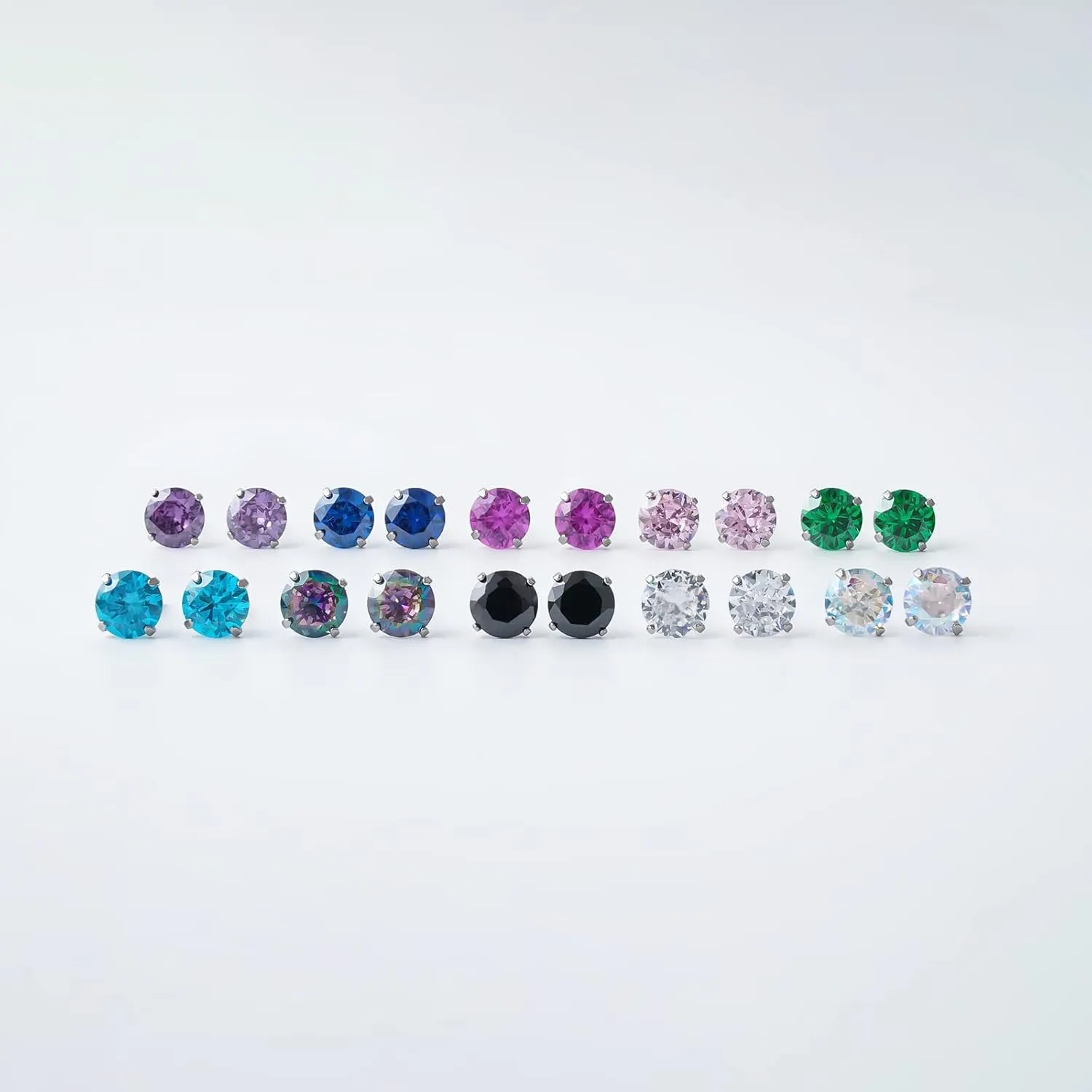 1 Pair Implant Grade Titanium Stud Earrings Set Hypoallergenic 3mm 4mm 5mm 6mm Cubic Zirconia G23 Titanium Earring Studs for Women Men for Sensitive Ear