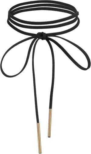 1 Pcs Black Choker Necklace for Women, Gothic Bow Choker, Velvet Choker with Gold Tube, Neck Chokers Long Wrap Rope Collar Tie Neck Chain, Neck Accessories for Party Prom