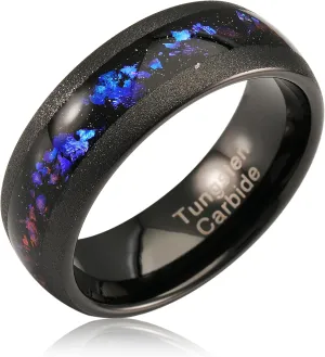 100S JEWELRY Mens Tungsten Rings Orion Nebula Opal Galaxy Inlay Black Sandblasted Finish Engagement Promise Wedding Band Sizes 6-16