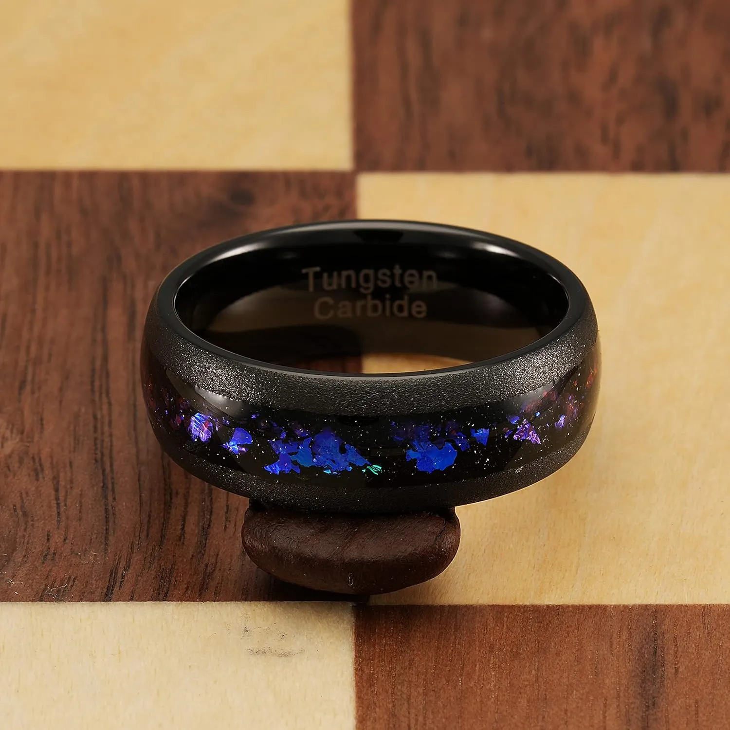 100S JEWELRY Mens Tungsten Rings Orion Nebula Opal Galaxy Inlay Black Sandblasted Finish Engagement Promise Wedding Band Sizes 6-16