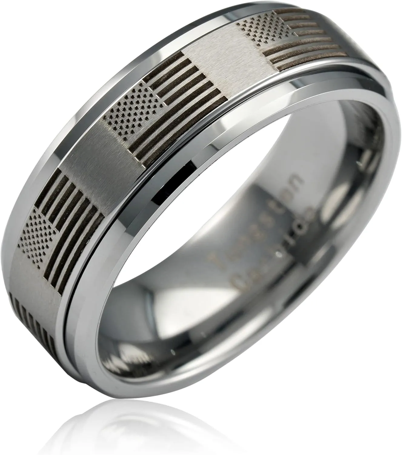 100S JEWELRY Spinner Rings For Men America Flag Skull Claddagh Dragon Silver Wedding Bands Size 6-16
