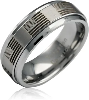 100S JEWELRY Spinner Rings For Men America Flag Skull Claddagh Dragon Silver Wedding Bands Size 6-16