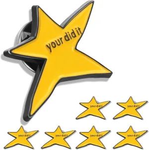 10/20/50/100 Pack -Yellow Star Enamel Lapel Pins Bulk- Your Did It Inspirational Pin Badges Funny Brooches Graduation Gifts for Coworkers Cute Desk Decor Birthday Gift
