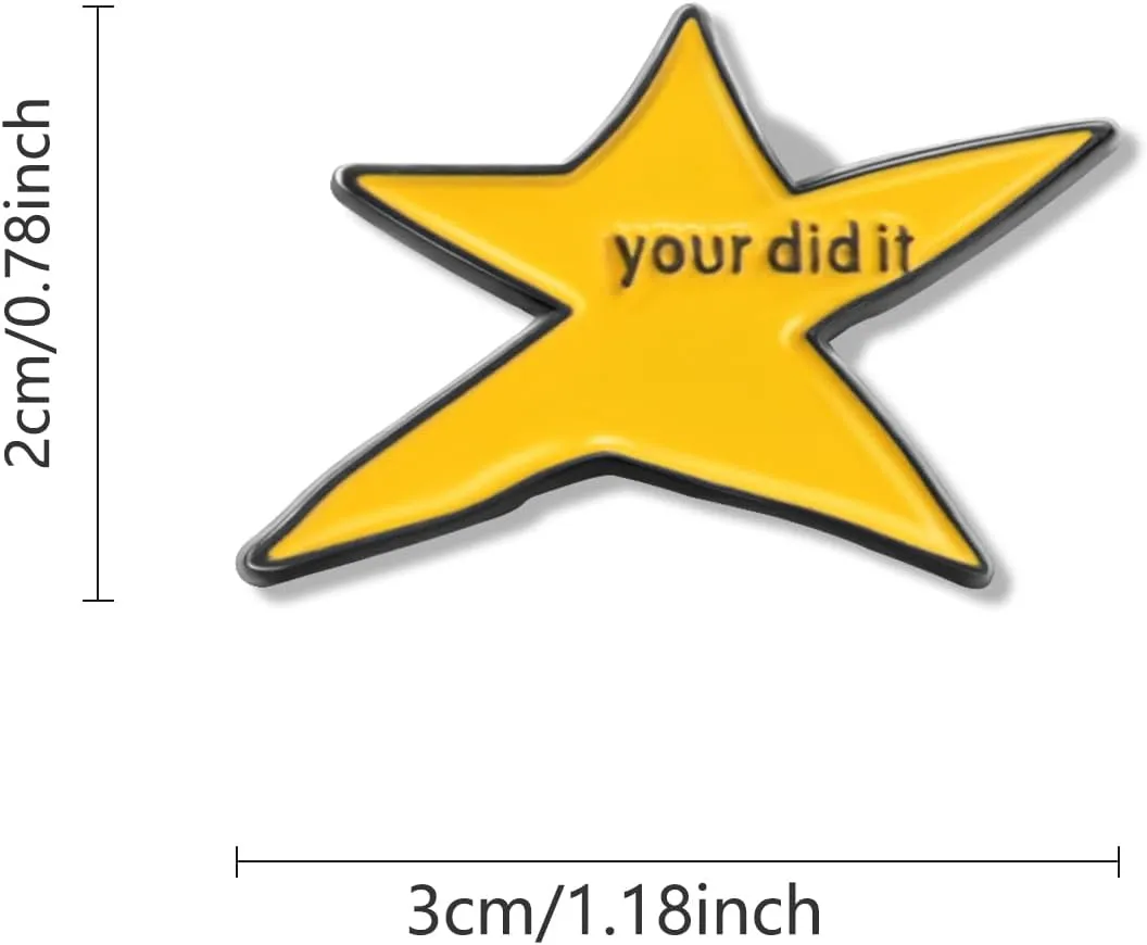 10/20/50/100 Pack -Yellow Star Enamel Lapel Pins Bulk- Your Did It Inspirational Pin Badges Funny Brooches Graduation Gifts for Coworkers Cute Desk Decor Birthday Gift