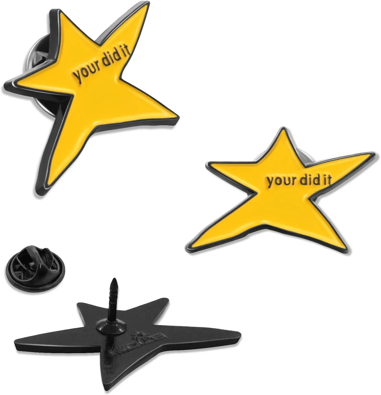 10/20/50/100 Pack -Yellow Star Enamel Lapel Pins Bulk- Your Did It Inspirational Pin Badges Funny Brooches Graduation Gifts for Coworkers Cute Desk Decor Birthday Gift