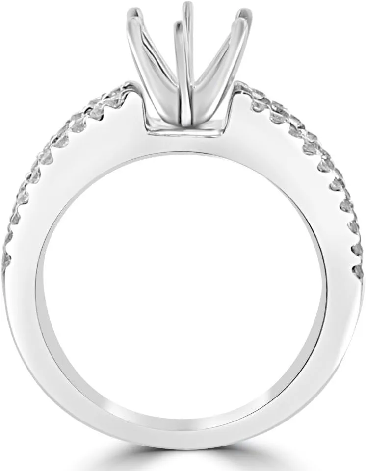 1.09 ct Ladies Three Row Round Cut Diamond Semi Mounting Ring (Color G Clarity SI-1) in Platinum