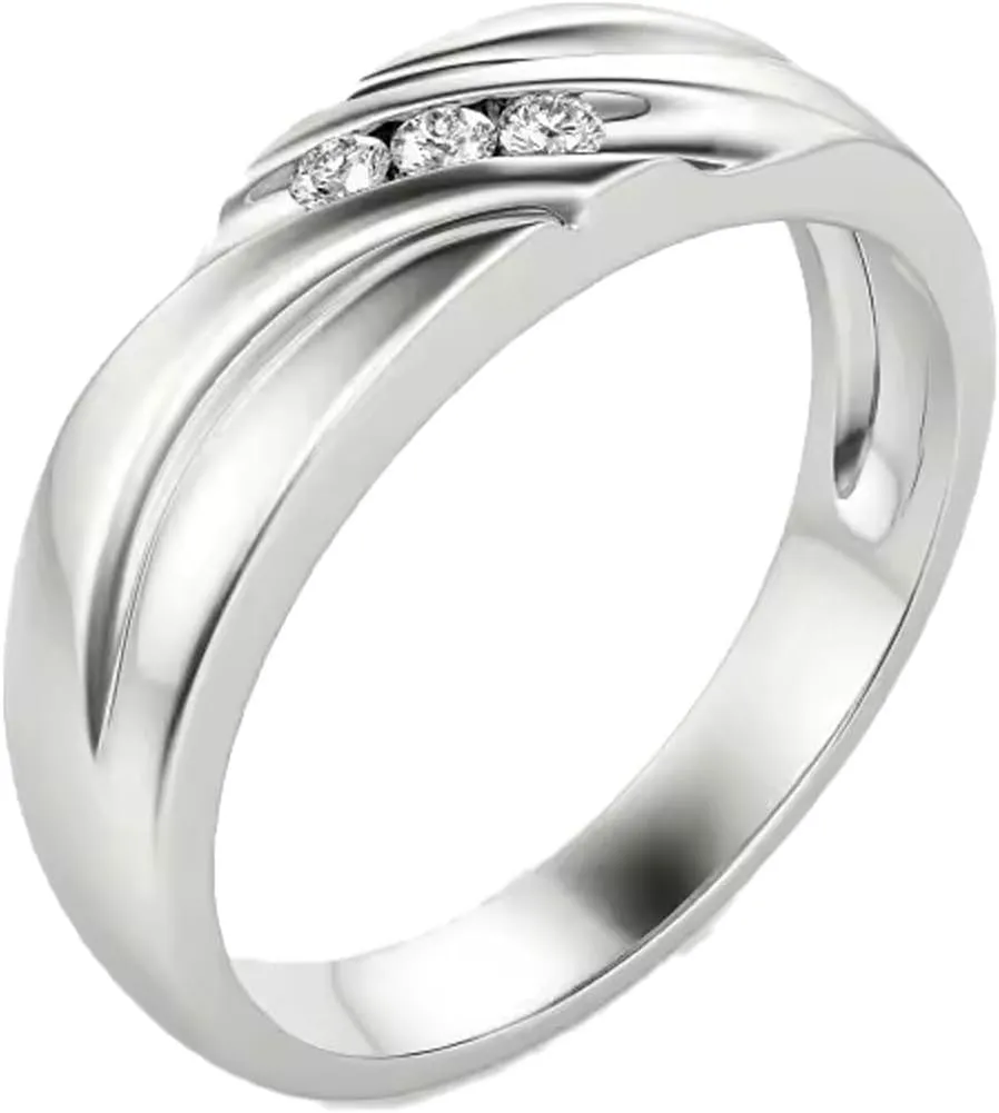 10K 14K 18K Gold Men's Diamond Wedding Band 0.06Cttw Natural Round Diamond Single Row Wedding Band for Men