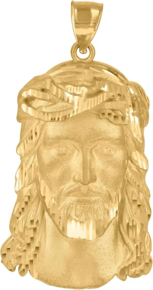 10k Yellow Gold Mens Jesus Religious Charm Pendant