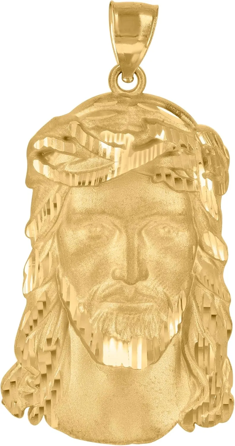 10k Yellow Gold Mens Jesus Religious Charm Pendant