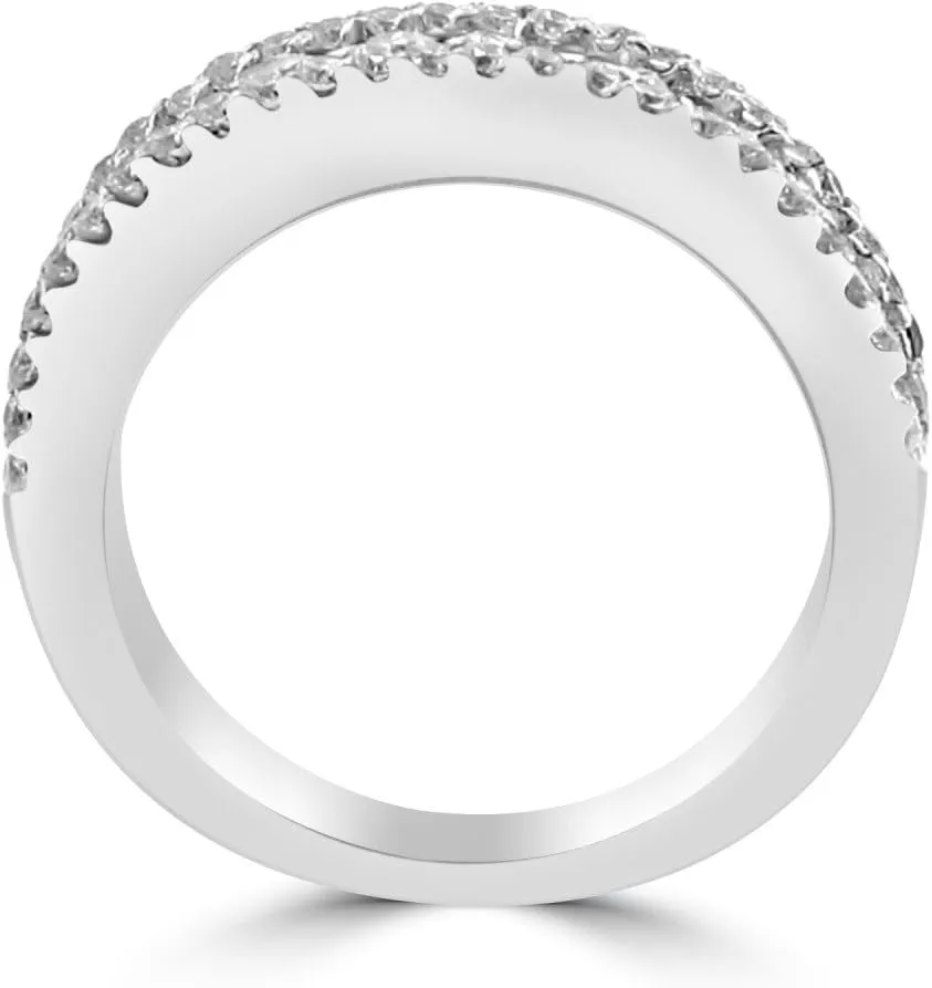 1.16 ct Ladies Three Row Round Cut Diamond Wedding Band (Color G Clarity SI-1) in Platinum