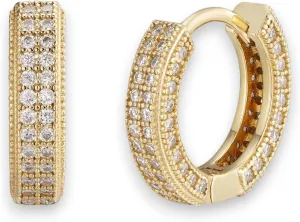 12mm Moissanite Iced Out Huggie Hoops Earrings Set -14k Gold & White Gold Hypoallergenic Everyday Earrings for Women & Men