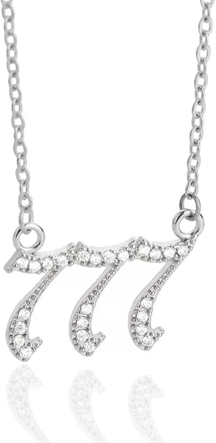 14k Gold Angel Number Necklace, Dainty Pendants Necklace for Women, 111 222 333 444 555 666 777 888 999 Personalized Number Chain