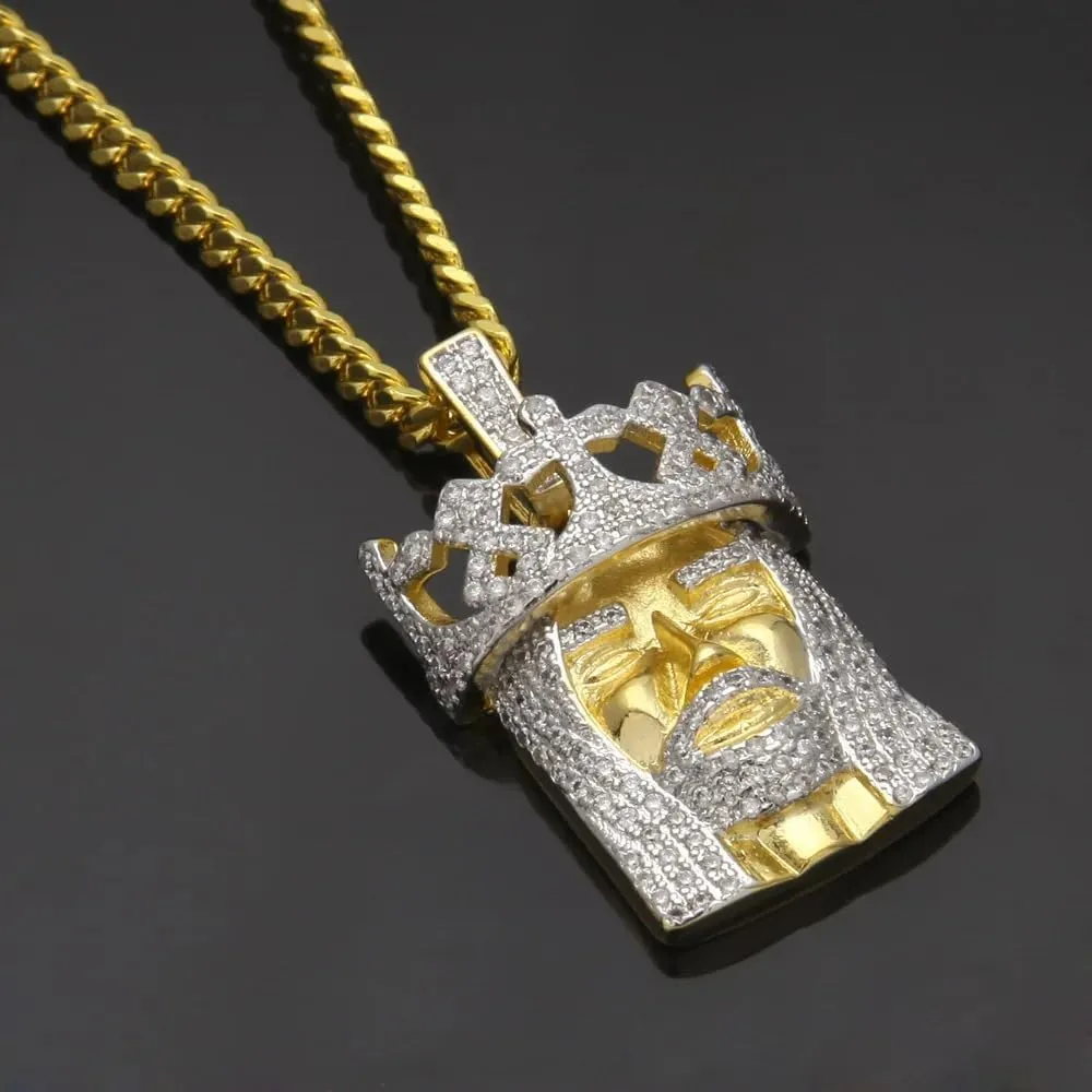 14K Gold Filled Iced Our Jesus Necklace For Women And Men - 925 Sterling Silver 3D Jesus Head Face Pendant Iced Out Chain, Religious Jesus Christ Pendants Jewelry