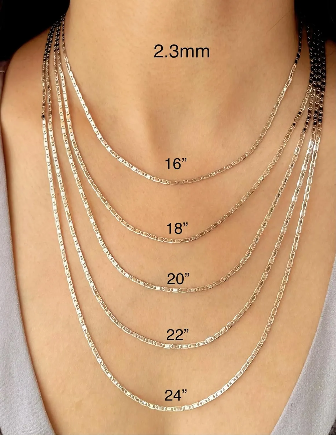 14K Gold Necklaces For Women Trendy 2.3mm 2.8mm 3.6mm 4.4mm 5.2mm Yellow Real Gold Valentino Mirror Chain Polished Links Men's 14K Gold Chain Necklace with Lobster Clasp 16" 18" 20" 22" 24"