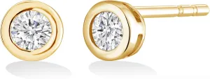 14K Gold or Platinum Plated Bezel Solitaire Large Stud Earrings for Women with Cubic Zirconia