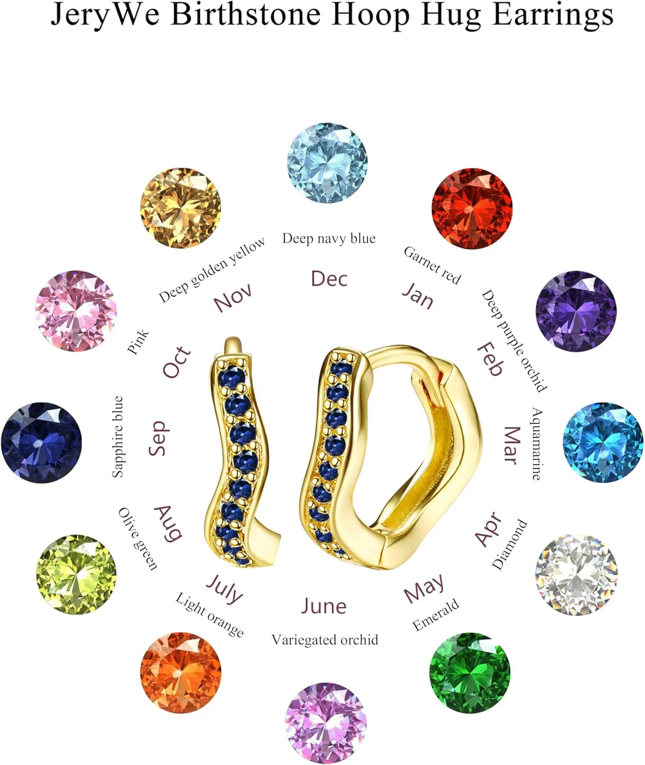 14K Gold Plated Birthstone Cartilage Earrings for Women - 20G Chic Hypoallergenic Surgical Steel Flat Back Studs Huggie Hoops Earring Stacks