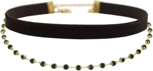 14K Gold Plated Black Bead and Velvet Layered Choker Necklaces for Women Goth Chokers Vampire Chocker Witch Chockers 90s Gothic Cowgirl Accessories for Woman