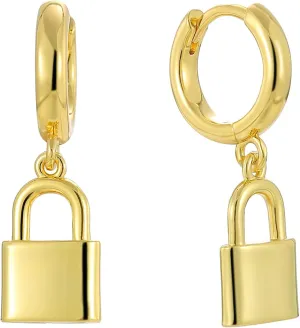 14K Gold Plated Drop Earrings-Medium Huggie Hoop Charm Earrings Lightweight Dangle Earrings for Women-Summer Beach Jewelry Hypoallergenic Gift for Her