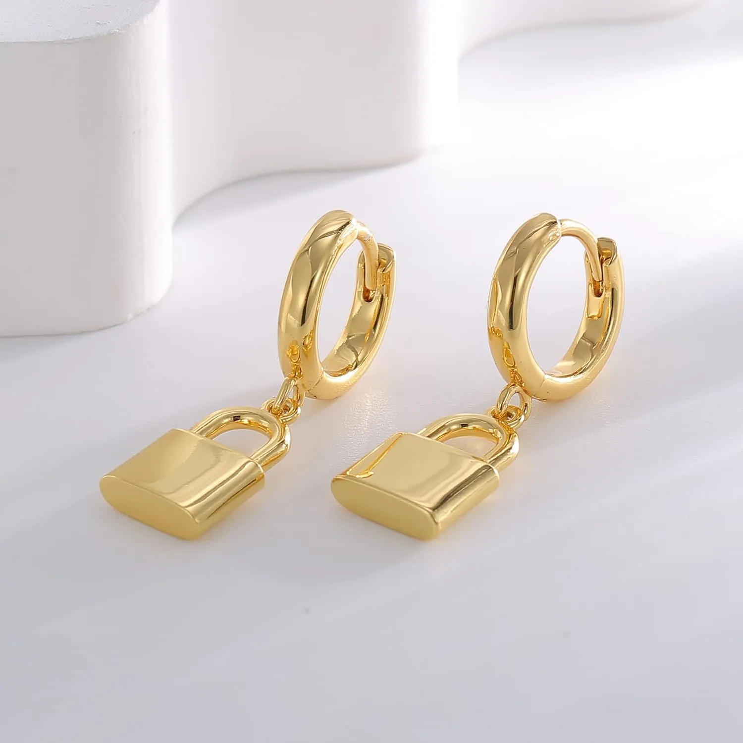 14K Gold Plated Drop Earrings-Medium Huggie Hoop Charm Earrings Lightweight Dangle Earrings for Women-Summer Beach Jewelry Hypoallergenic Gift for Her