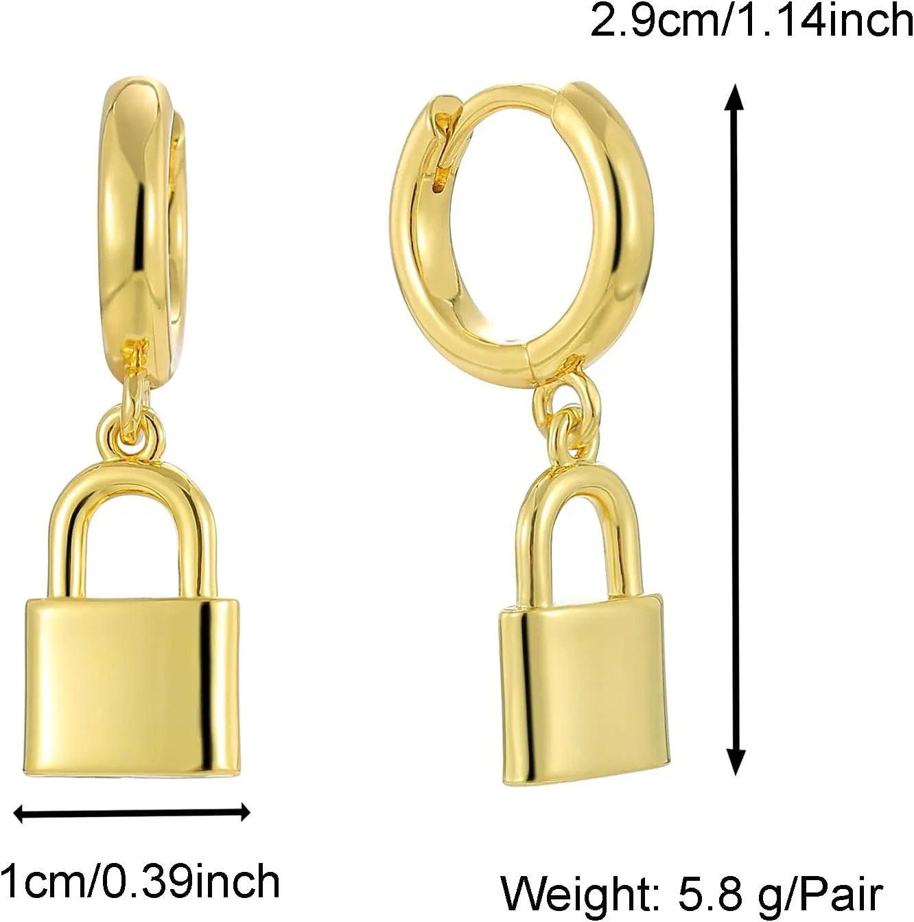 14K Gold Plated Drop Earrings-Medium Huggie Hoop Charm Earrings Lightweight Dangle Earrings for Women-Summer Beach Jewelry Hypoallergenic Gift for Her