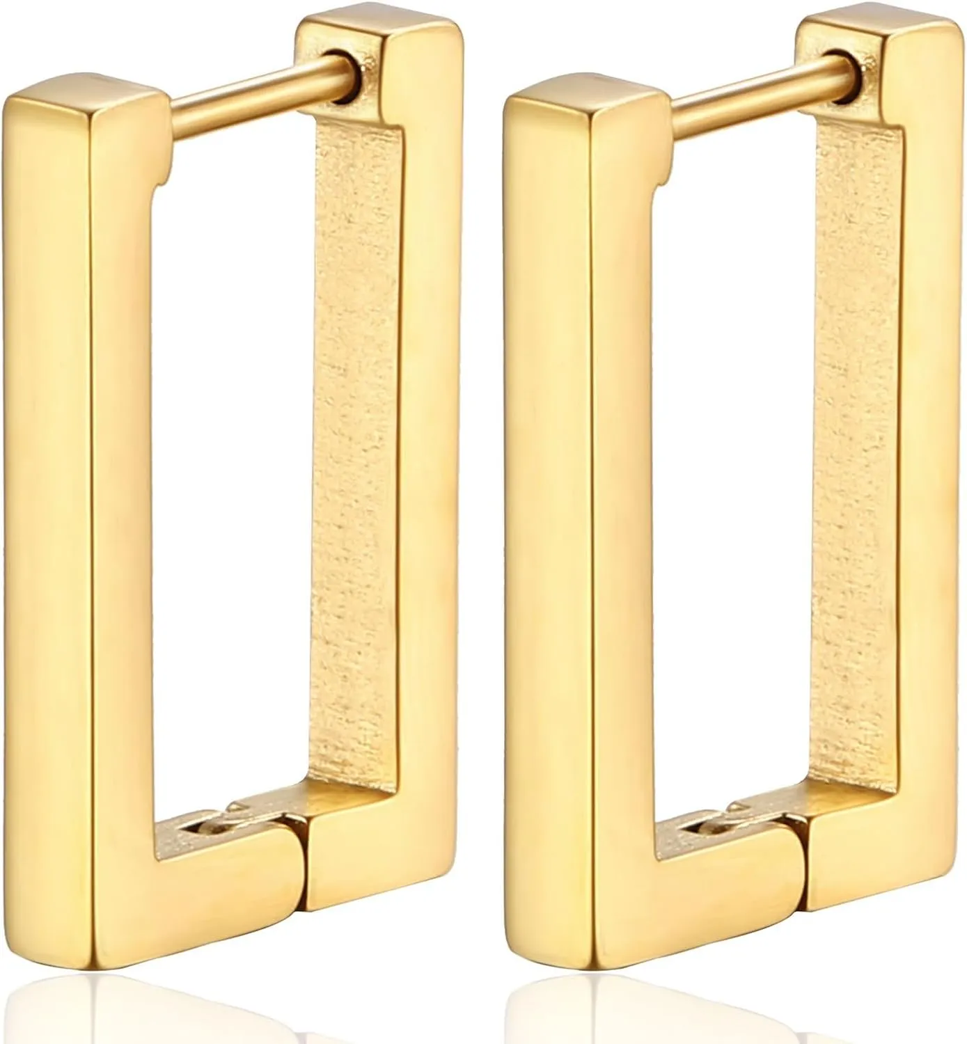 14K Gold Plated Geometric Hoop Huggie Earrings for Women,Stainless Steel Minimalist Star Heart Square Rectangle Hexagon Ellipse Earrings Fashion Jewelry Gifts
