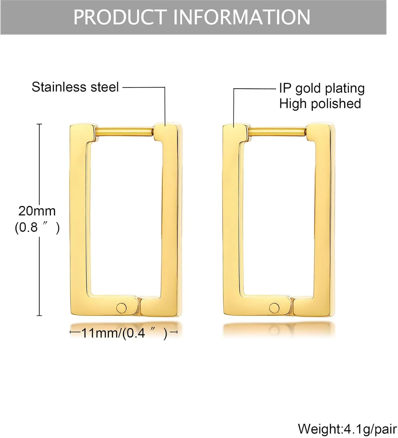 14K Gold Plated Geometric Hoop Huggie Earrings for Women,Stainless Steel Minimalist Star Heart Square Rectangle Hexagon Ellipse Earrings Fashion Jewelry Gifts