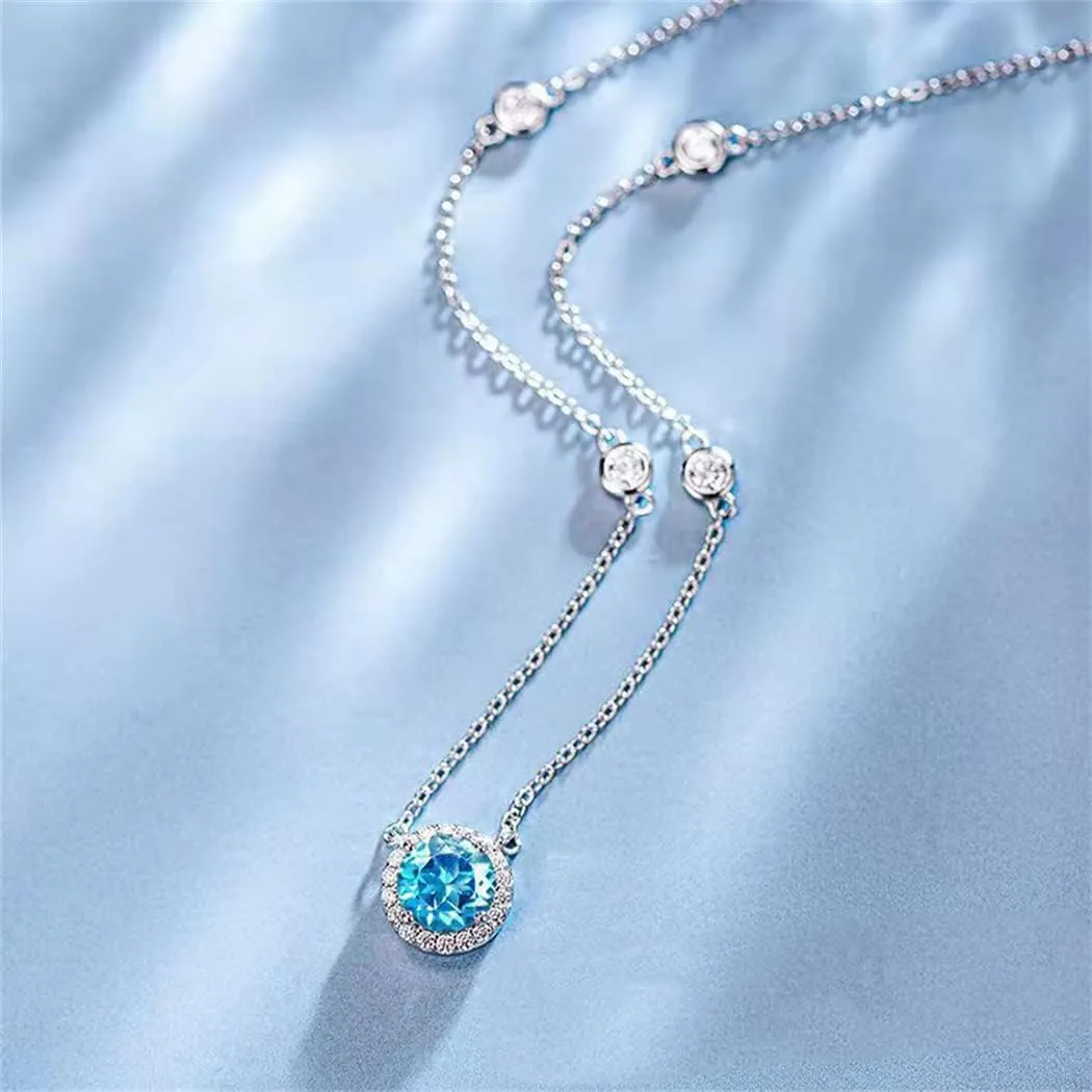 14K Gold Plated Heart Diamond Necklace Sparkle Solitaire Pendant Halo Necklace for Women Classic Luxury Love Clavicle Neckband Valentine's Day Gift