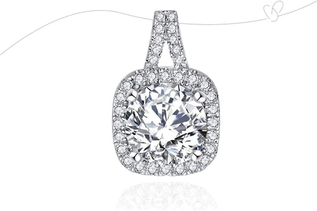14K Gold Plated Heart Diamond Necklace Sparkle Solitaire Pendant Halo Necklace for Women Classic Luxury Love Clavicle Neckband Valentine's Day Gift