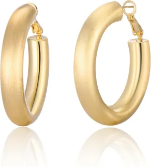 14K Gold Plated Hoop Earrings for Women, Trendy Big Chunky Gold Hoop Earrings Lightweight Hypoallergenic Jewelry for Her