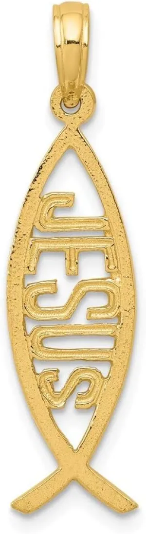 14K Ichthus Fish with Jesus Pendant, 14 kt Yellow Gold