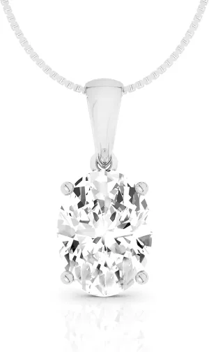 14K Solid White or Yellow Gold Lab Grown Moissanite Solitaire Pendant Necklace | Dangle Bail | Round, Cushion, Oval Cut | Pendant Only or Necklace| Fine Jewelry Luxury Gift