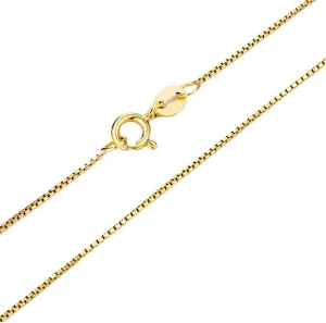 14K Solid Yellow Gold Box Chain Necklace, Available in 0.65mm/1mm for Women and Men With 16-30 Inch Lengths