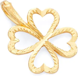 14k Yellow Gold Heart Clover Pendant