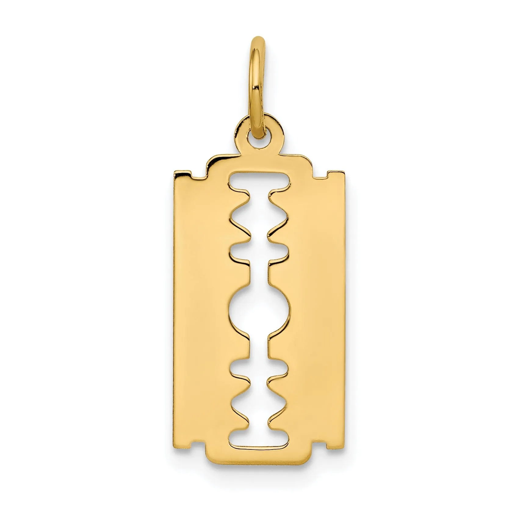 14k Yellow Gold Polished Razor Blade Charm Pendant