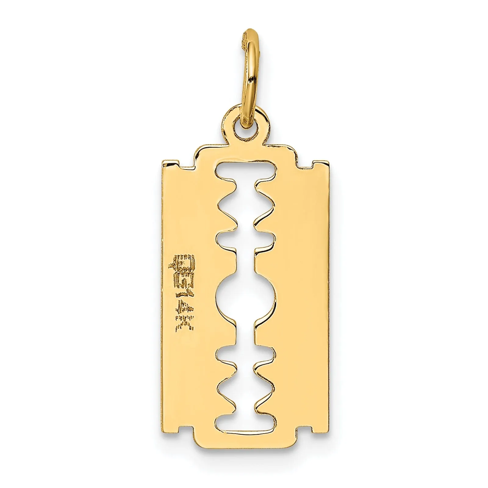 14k Yellow Gold Polished Razor Blade Charm Pendant