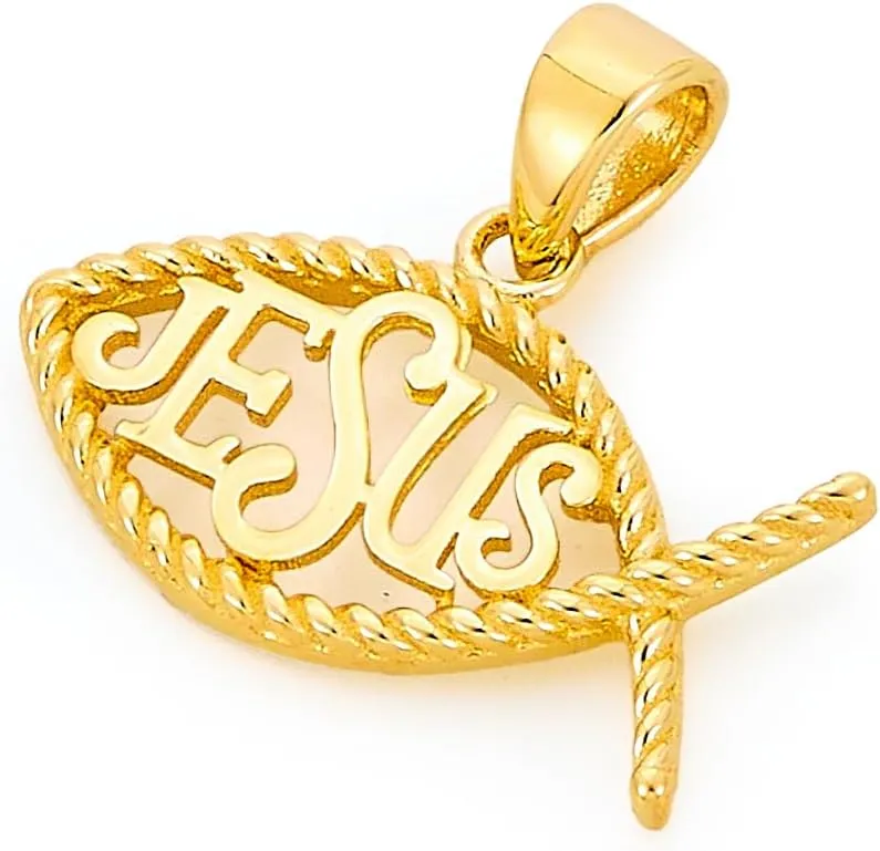 14k Yellow Gold Religious Jesus Charm Pendant