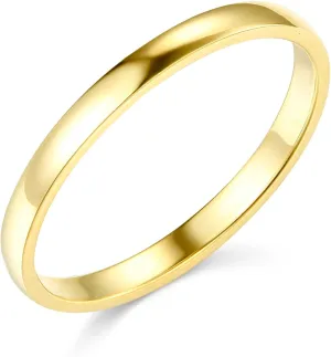 14k Yellow OR White Gold 2mm SOLID COMFORT FIT Plain Wedding Band