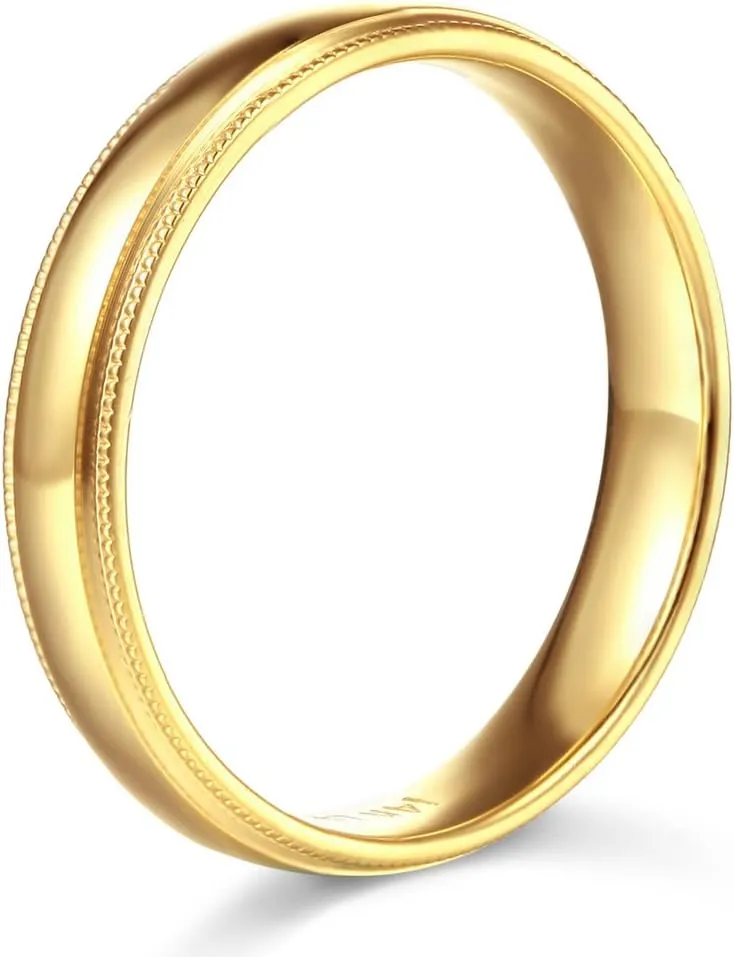 14k Yellow or White Gold 5mm Comfort FIT Plain Milgrain Wedding Band