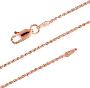 14kt Rose Gold Plated Sterling Silver 1.1mm Diamond-Cut Rope Chain Necklace Solid Italian Nickel-Free, 14-36 Inch