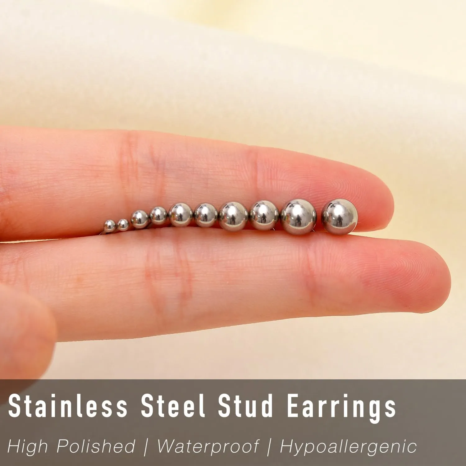 15 Pairs Surgical Steel Ball Stud Earrings Set for Women & Men, 2-6mm, Silver & Gold, Hypoallergenic, 316L Stianless Steel