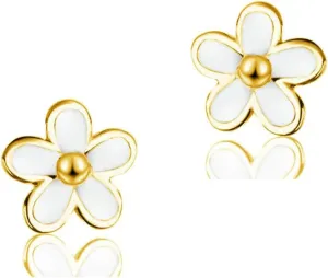 18K Gold plated 925 Sterling Silver Little Daisy Earrings Studs for Women Petite Flowers Studs Earrings