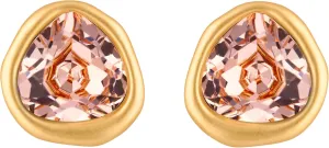 18k Gold Plated Austrian Crystal Stud Earrings, Sparkly Crystals Framed with Abstract Shapes, Hypoallergenic, Colorful and Unique Jewelry Gift for Women