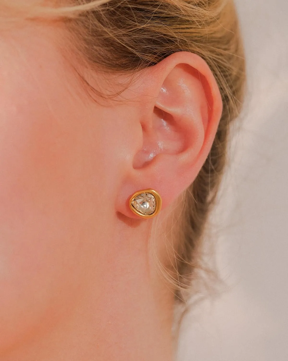 18k Gold Plated Austrian Crystal Stud Earrings, Sparkly Crystals Framed with Abstract Shapes, Hypoallergenic, Colorful and Unique Jewelry Gift for Women