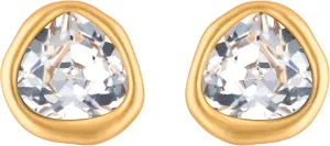 18k Gold Plated Austrian Crystal Stud Earrings, Sparkly Crystals Framed with Abstract Shapes, Hypoallergenic, Colorful and Unique Jewelry Gift for Women