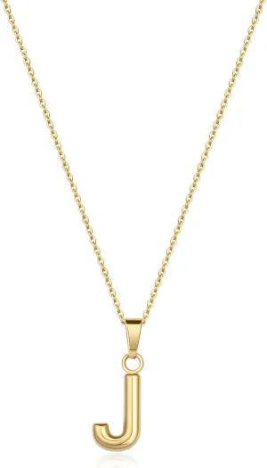 18K Gold Plated Initial Necklace for Women, Simple Gold A-Z Letter Pendant Necklace for Women