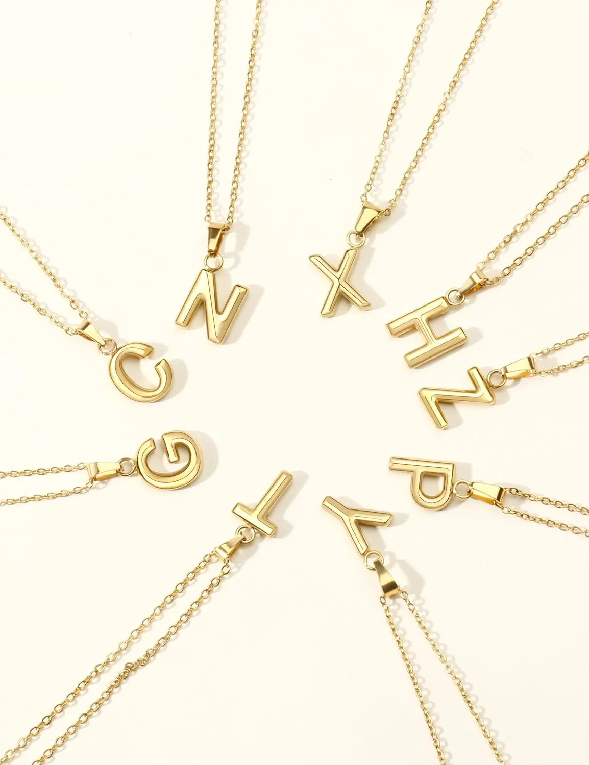 18K Gold Plated Initial Necklace for Women, Simple Gold A-Z Letter Pendant Necklace for Women