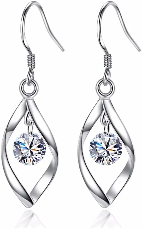 18K Gold Plated Linear Swirl Wire Earrings For Women dangling Boho Dangle Drop